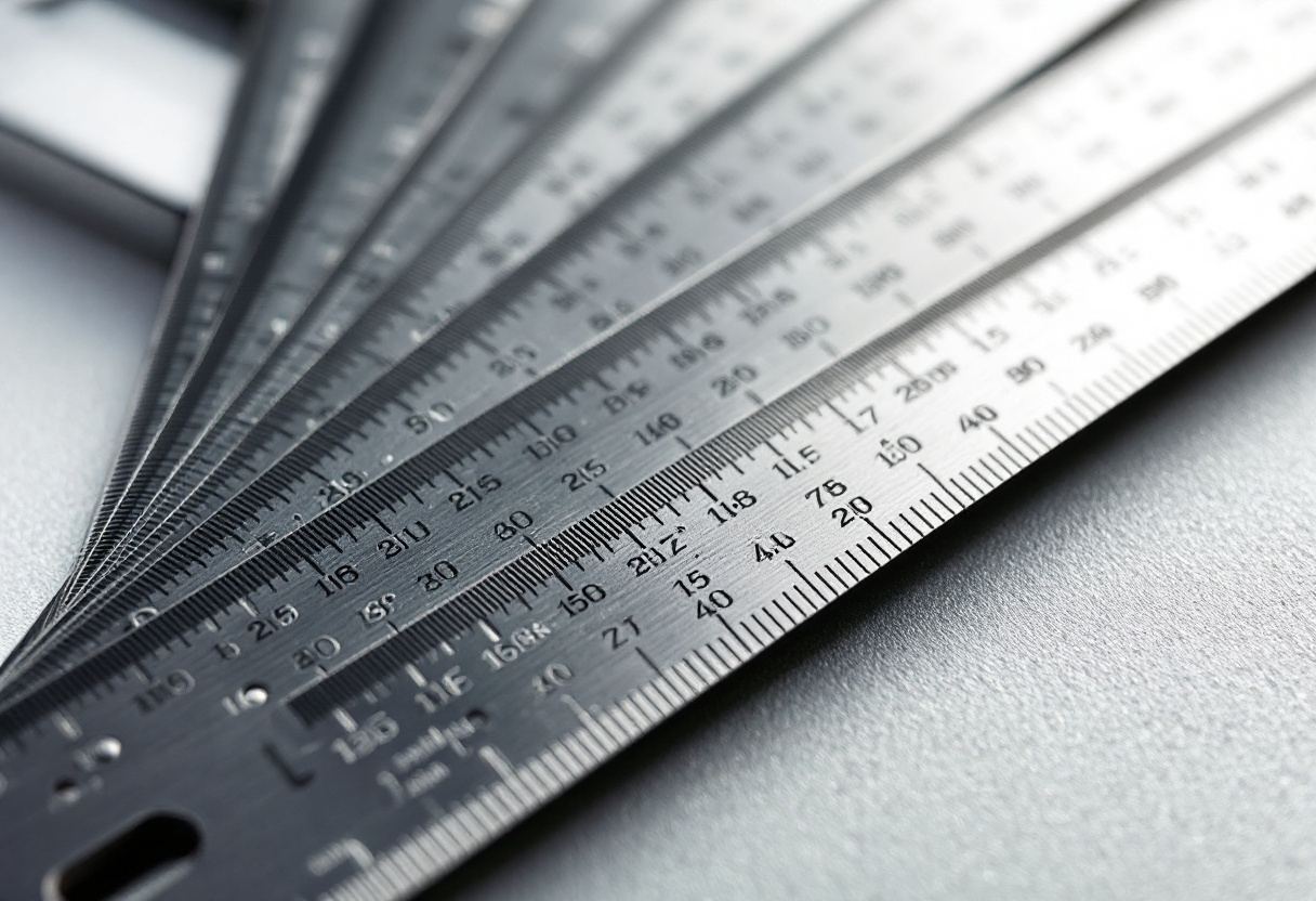 Engraved steel scale rules on a pale ground